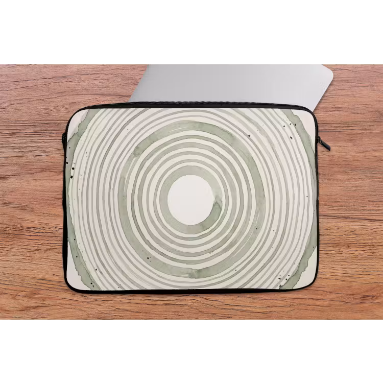 Abstractie - Cirkels - Waterverf - Groen - Modern laptophoes neopreen klein -tafel
