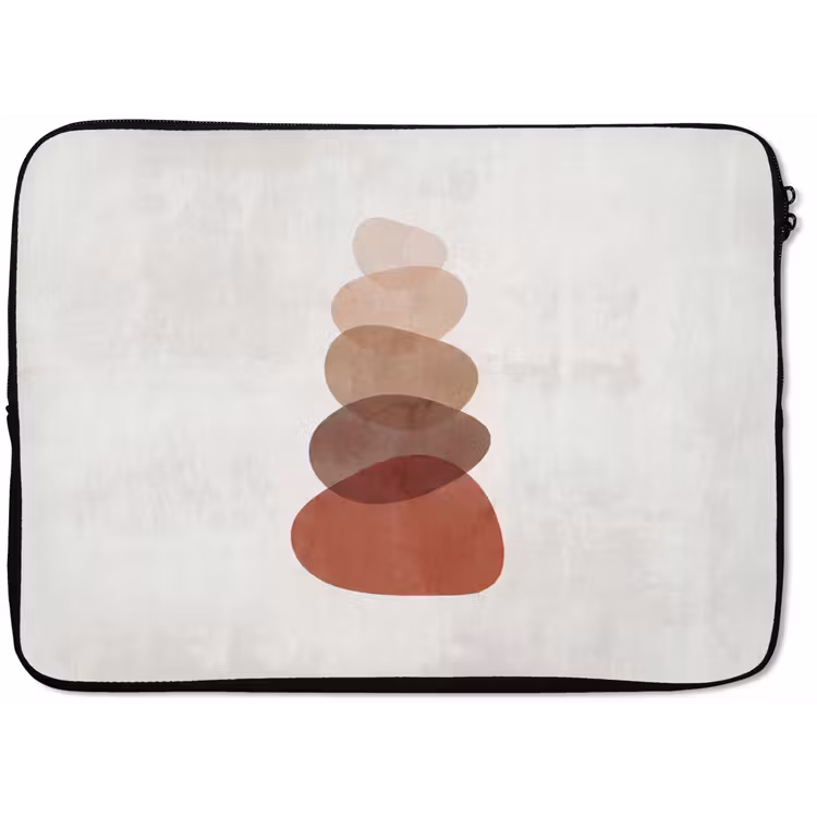 Abstractie - Gestapeld - Balans - Modern - Aardetinten laptophoes neopreen klein -zkaufland3dotto