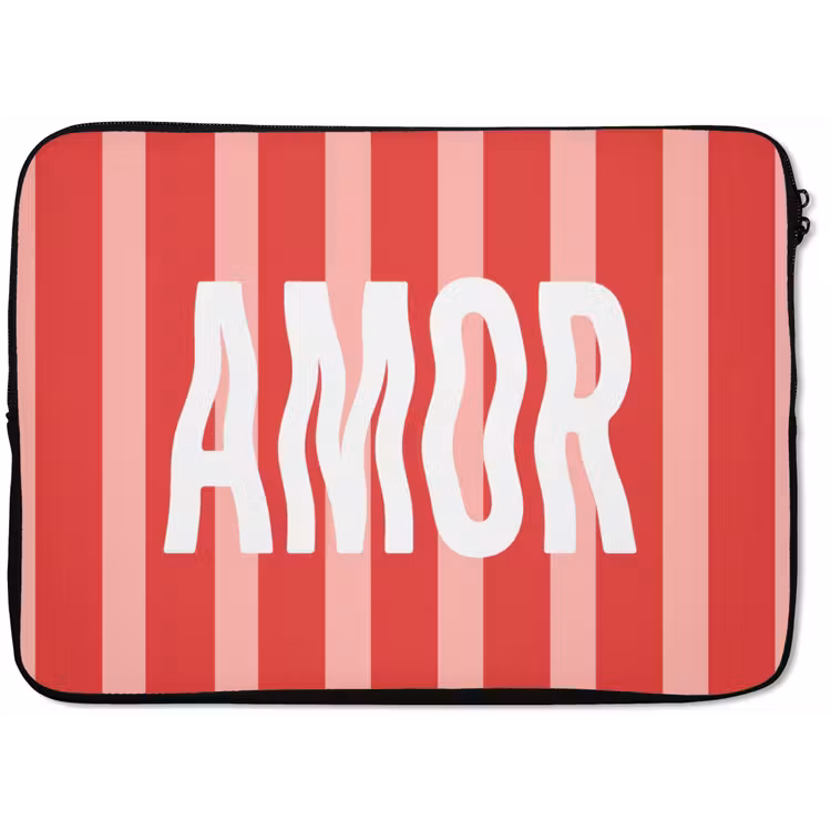 Amor - Strepen - Rood - Roze laptophoes neopreen klein -zkaufland3dotto