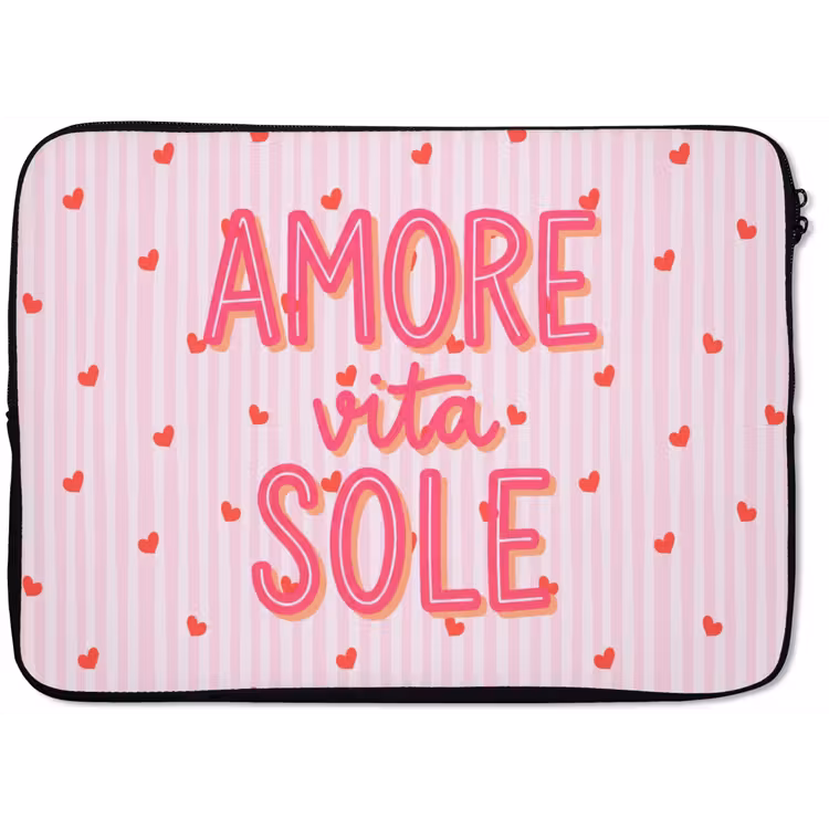 Amore vita sole - Roze - Hartjes laptophoes neopreen klein -zkaufland3dotto