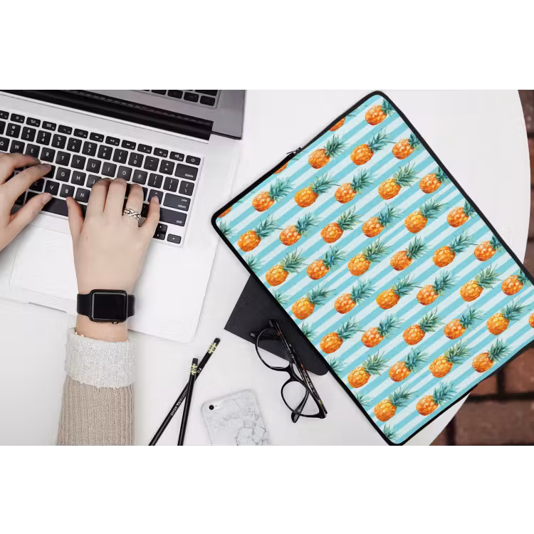Ananas - Strepen - Groen laptophoes neopreen klein 279 -bureau