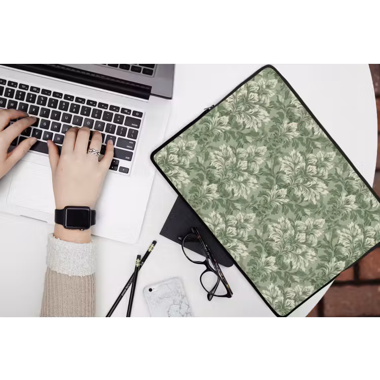 Sierlijk - Lichtgroen - Planten - Patroon - Getailleerd laptophoes neopreen klein 279 -bureau