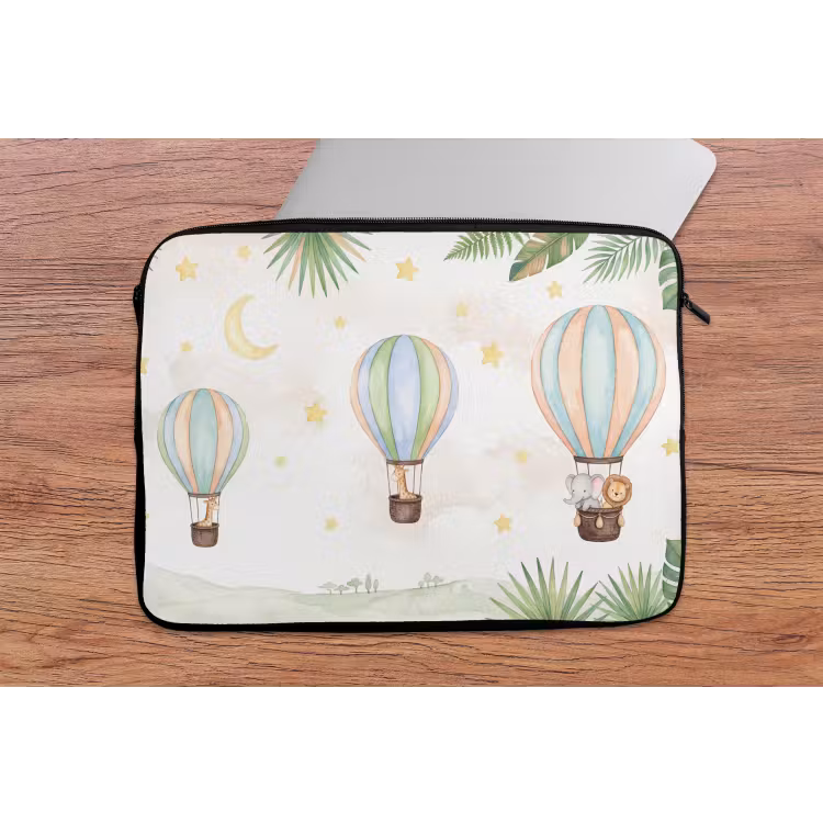 Aquarel - Luchtballonnen - Pastel laptophoes neopreen klein -tafel