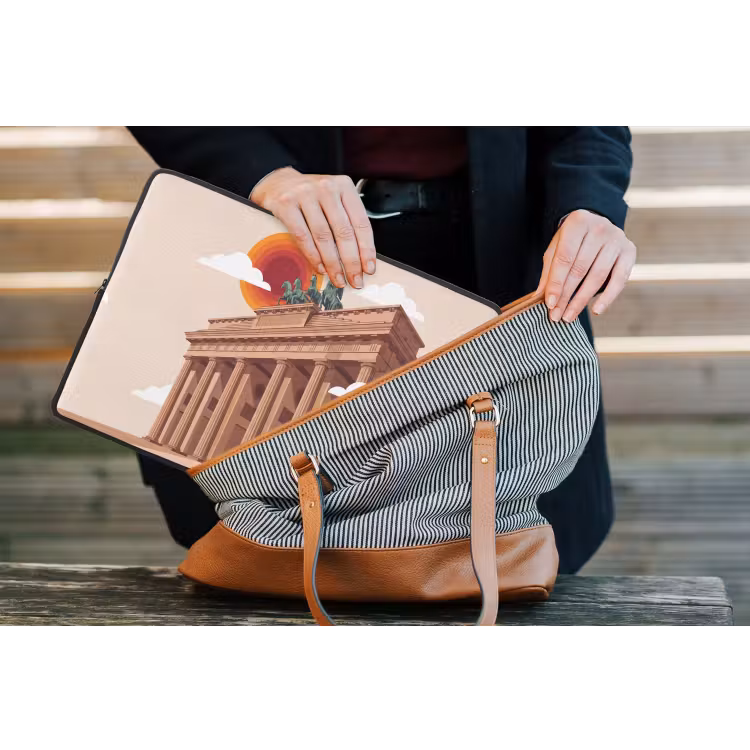 Architectuur - Brandenburg - Berlijn - Zonsondergang - Historisch laptophoes neopreen klein -tas