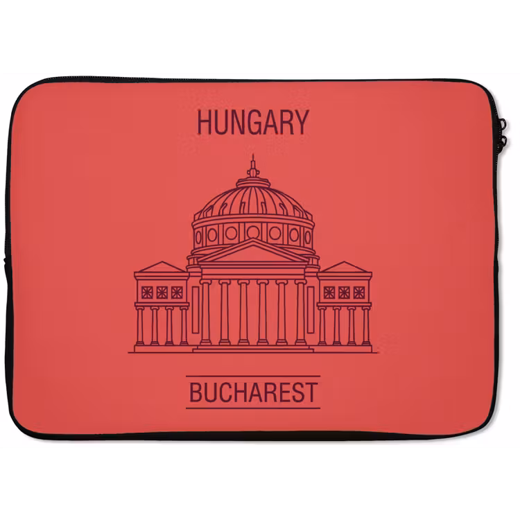 Architectuur - Boekarest - Stedelijk - Lijntekening - Rood laptophoes neopreen klein -zkaufland3dotto