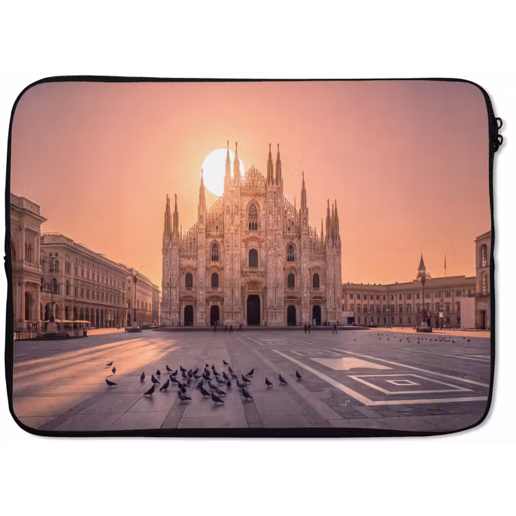 Architectuur - Milaan - Plein - Zonsopgang - Oranje laptophoes neopreen klein -zkaufland3dotto