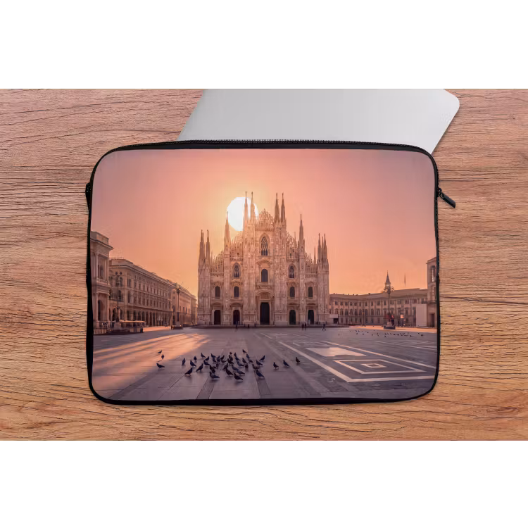 Architectuur - Milaan - Plein - Zonsopgang - Oranje laptophoes neopreen klein -tafel
