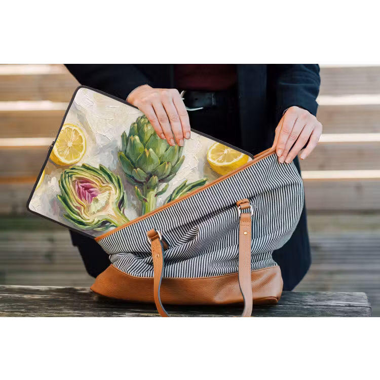 Laptop hülle - Artischocke – Zitrone – Essen - Artisjok - Citroen - Eten laptophoes neopreen klein