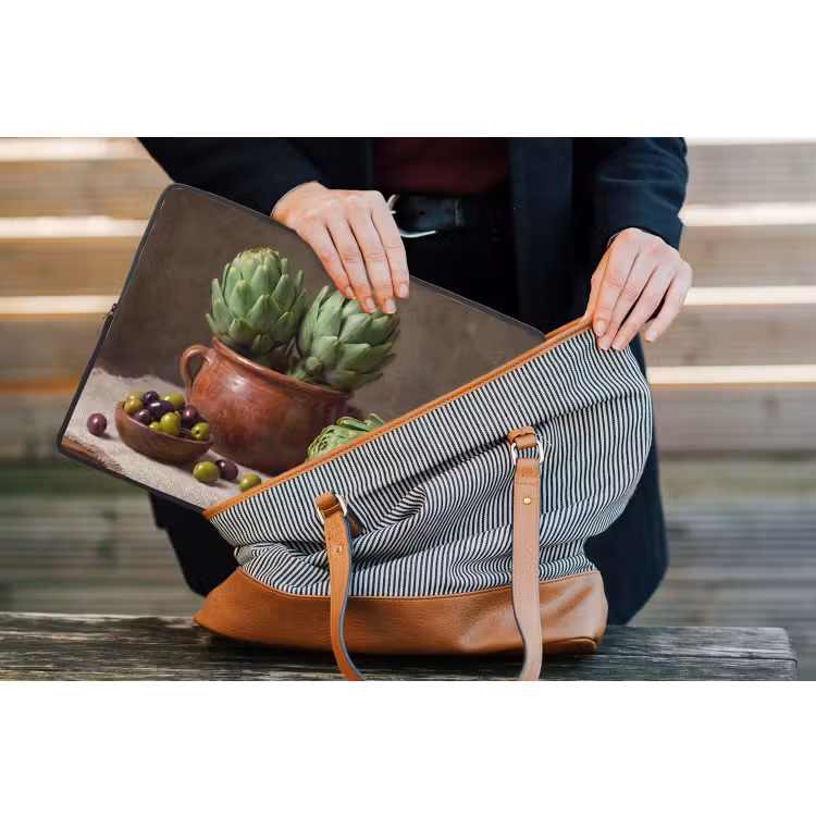 Laptop hülle - Artischocken – Oliven – Essen - Artisjokken - Olijven - Eten laptophoes neopreen klein