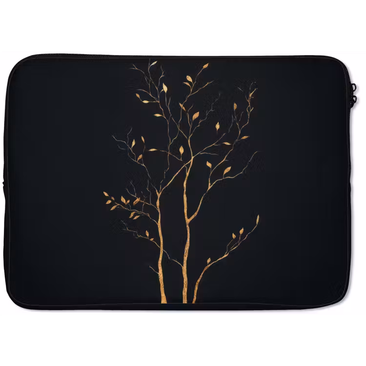 Takken - Blaadjes - Zwart laptophoes neopreen klein -zkaufland3dotto