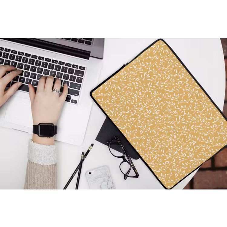 Takjes - Patroon - Oker laptophoes neopreen klein 279 -bureau