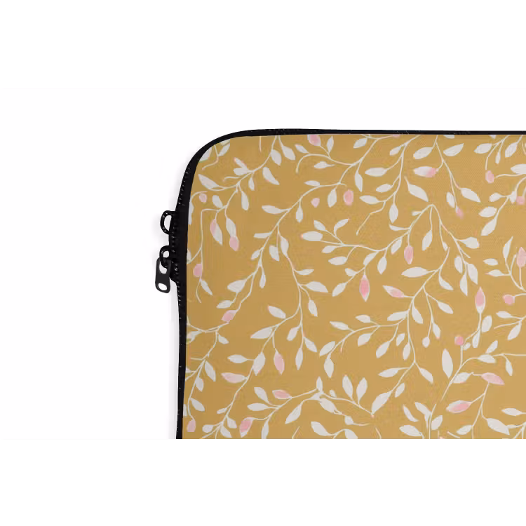 Takjes - Patroon - Oker laptophoes neopreen klein 279 -detail