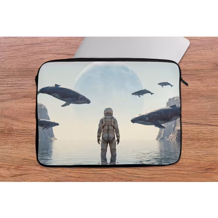 Laptop hülle - Astronaut – Wal – Fantasie - Ruimtevaarder - Walvis - Fantasie laptophoes neopreen klein