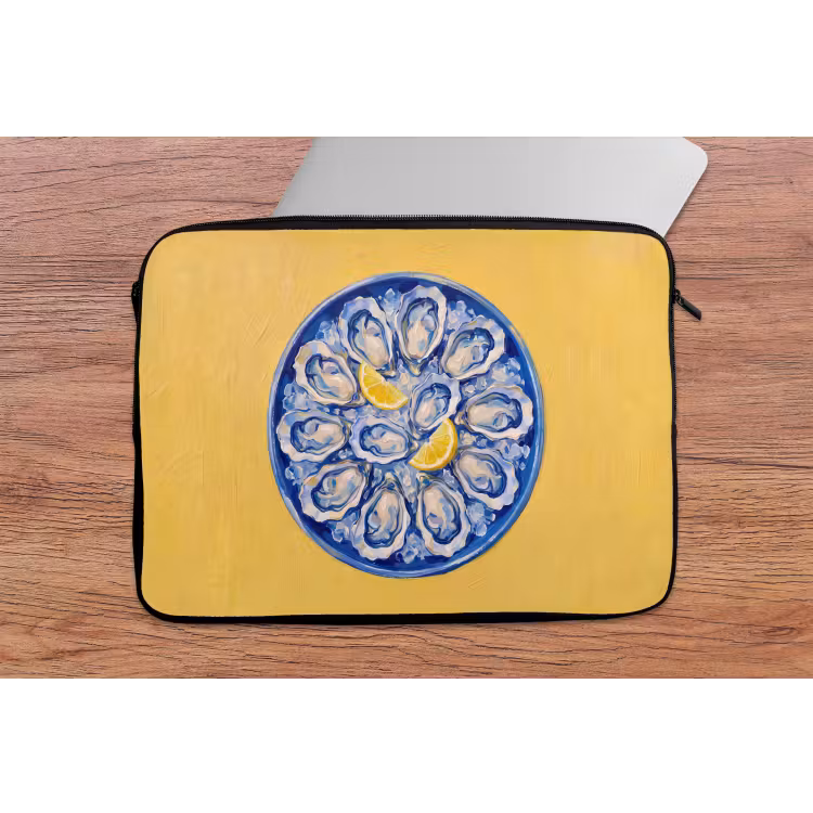 Oesters - Citroen - IJs - Modern - Geel laptophoes neopreen klein -tafel
