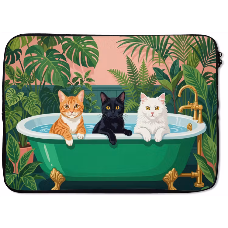 Badkamer - Kattenparade - Kleurrijk laptophoes neopreen klein -zkaufland3dotto