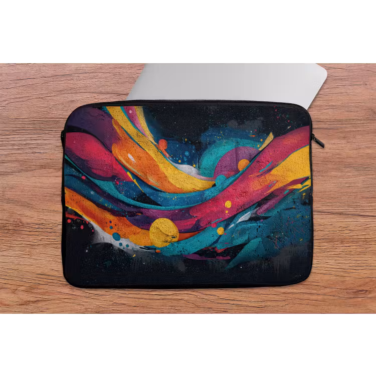 Banen - Golven - Kleurrijk - Abstract laptophoes neopreen klein -tafel