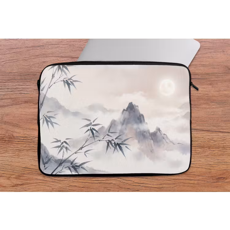 Bamboe - Azië - Grijs laptophoes neopreen klein -tafel