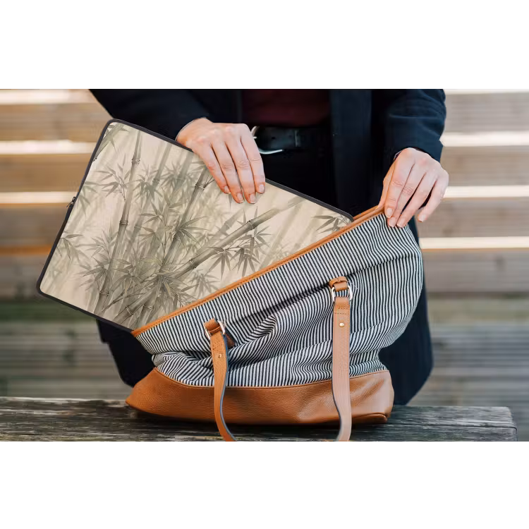 Bamboe - Bladeren - Aziatisch - Groen - Natuur laptophoes neopreen klein -tas