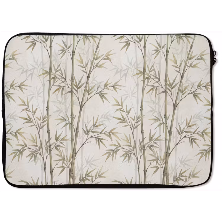 Bamboe - Bladeren - Natuur - Aquarel - Groen laptophoes neopreen klein -zkaufland3dotto