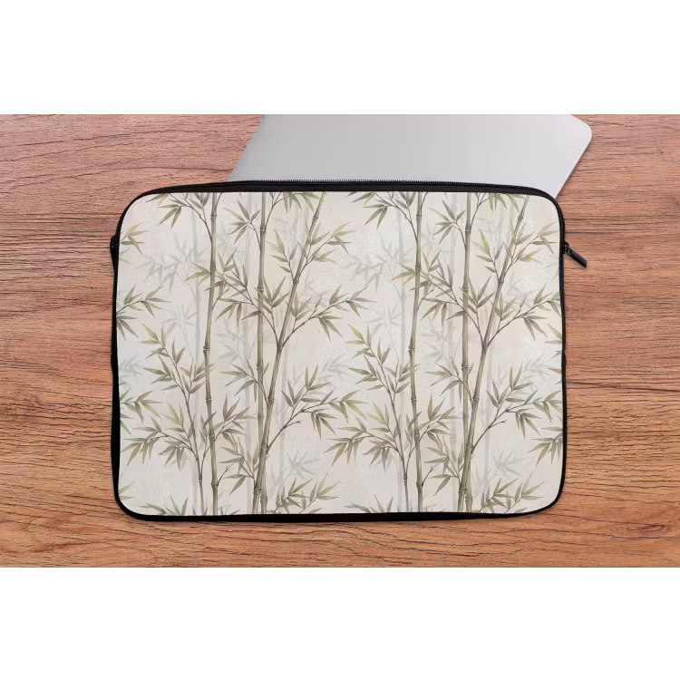 Bamboe - Bladeren - Natuur - Aquarel - Groen laptophoes neopreen klein -tafel