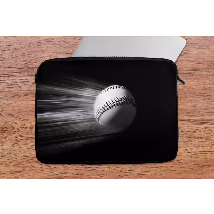 Honkbal - Wit - Vliegt laptophoes neopreen klein -tafel