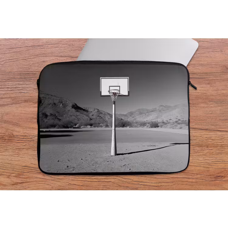 Basketbalpaal - Landschap - Zand - Wit laptophoes neopreen klein -tafel