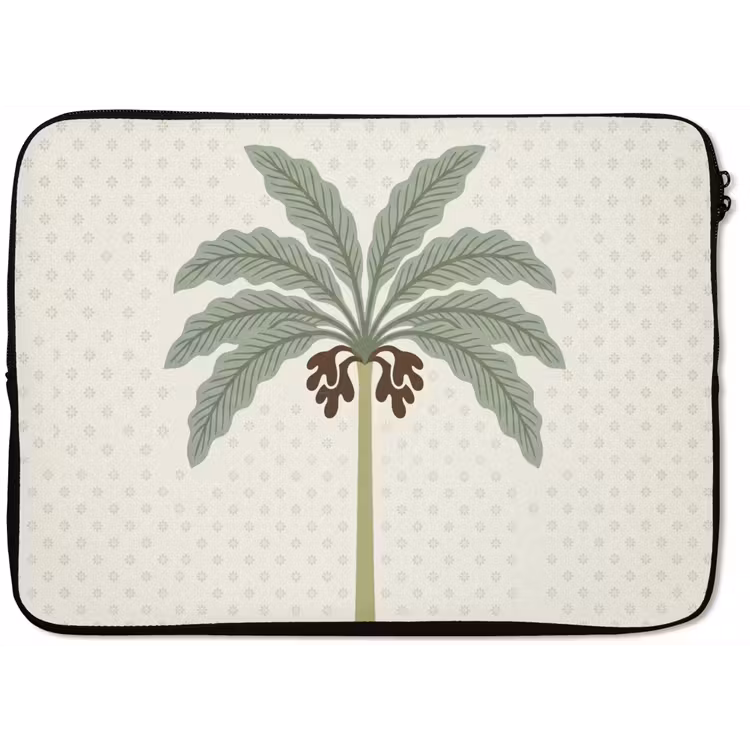Boom - Bladeren - Groen - Decoratief - Beige laptophoes neopreen klein -zkaufland3dotto