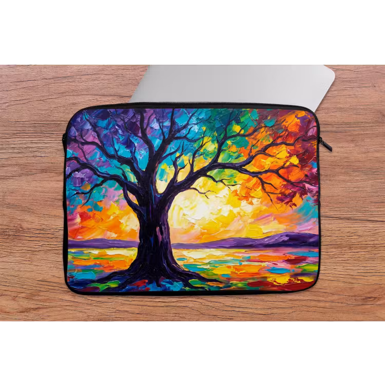 Boom - Landschap - Natuur - Abstract - Kleurrijk laptophoes neopreen klein -tafel
