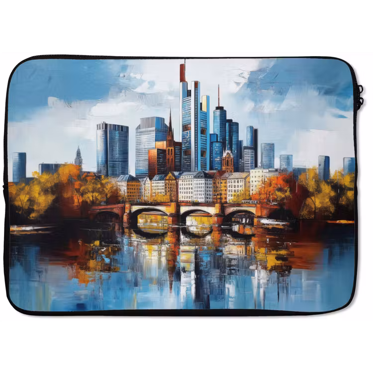 Bomen Frankfurt- Stad - Skyline - Brug laptophoes neopreen klein -zkaufland3dotto