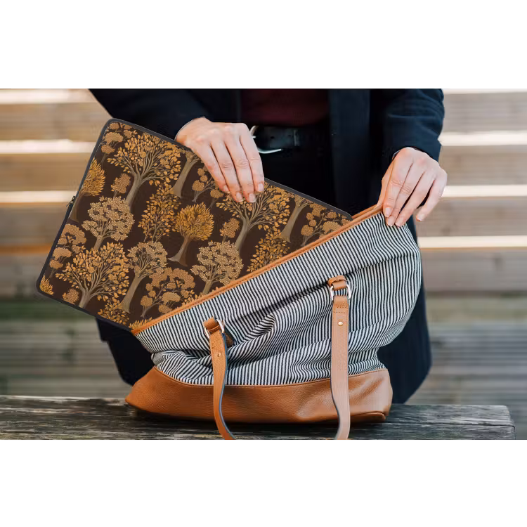 Bomen - Patroon - Bruin laptophoes neopreen klein 279 -tas