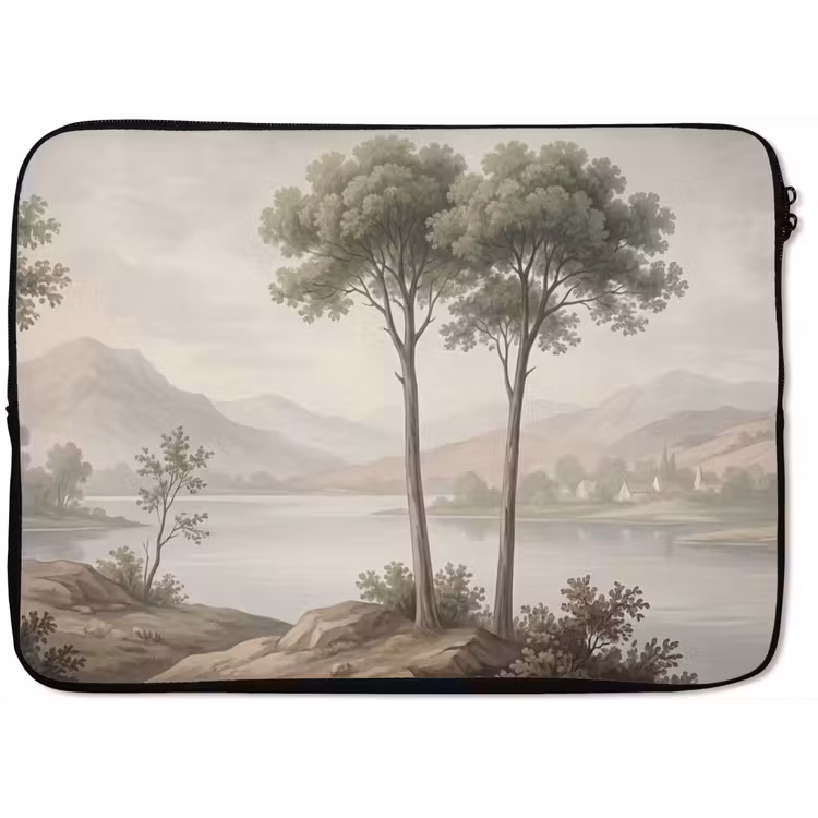 Bomen - Meer - Bergen - Illustratie laptophoes neopreen klein -zkaufland3dotto