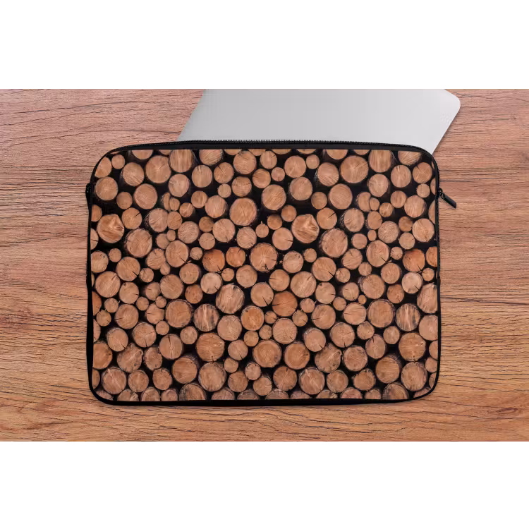 Houtblokken - Textuur - Patroon - Bruin - Rustiek laptophoes neopreen klein -tafel