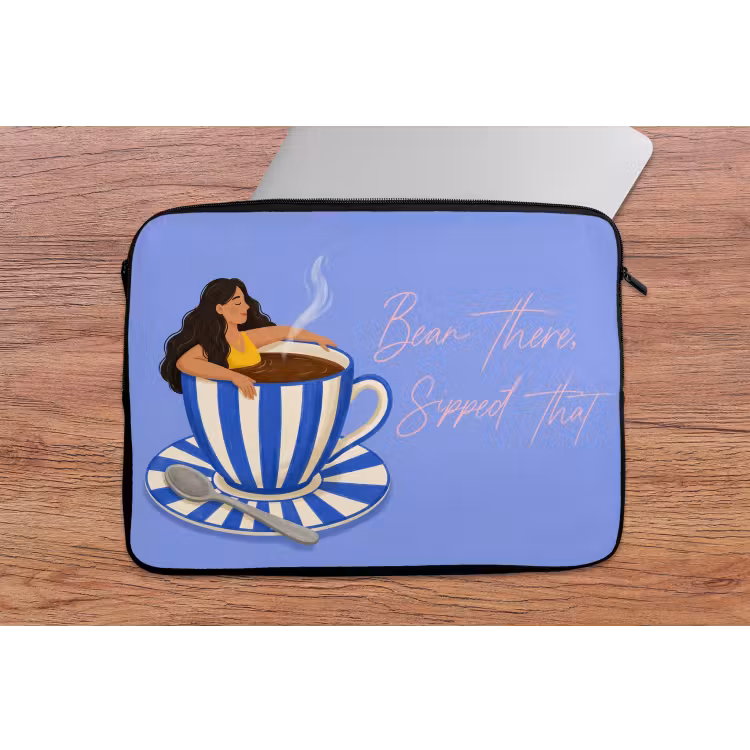 Mok - Koffie - Vrouw - Paars laptophoes neopreen klein -tafel