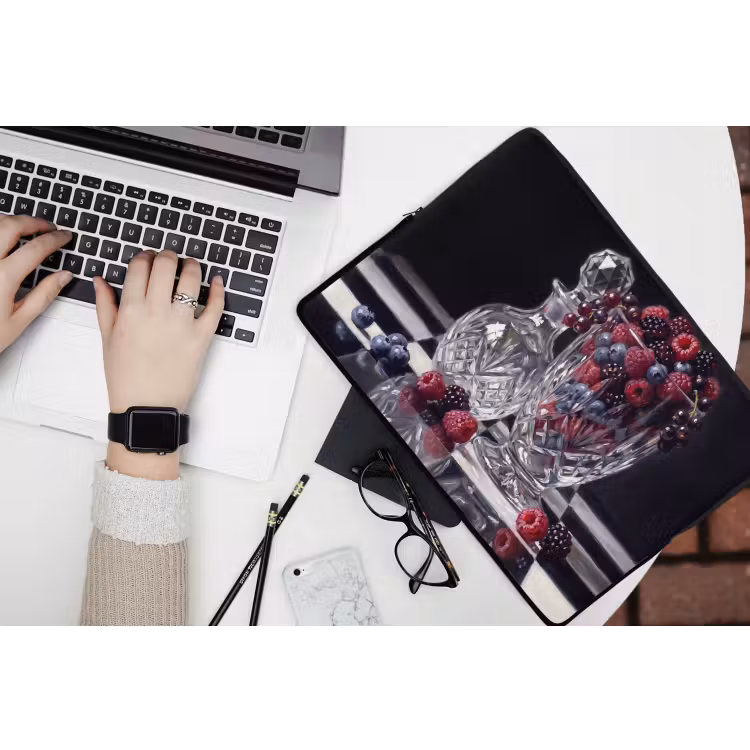 Laptop hülle - Beeren – Kristall – Stillleben - Bessen - Kristal - Stilleven laptophoes neopreen klein