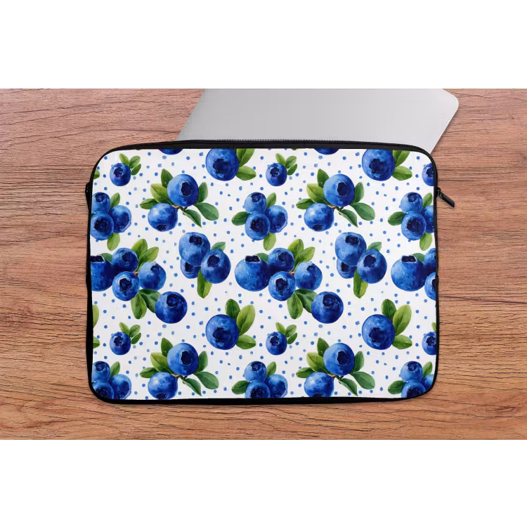Bessen - Patroon - Blauw laptophoes neopreen klein 279 -tafel