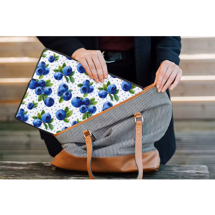 Bessen - Patroon - Blauw laptophoes neopreen klein 279 -tas