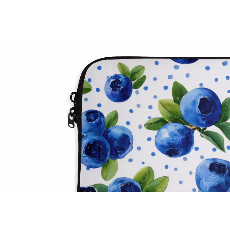Bessen - Patroon - Blauw laptophoes neopreen klein 279 -detail