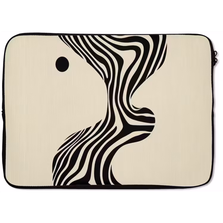 Beige - Lijnen - Golvend - Abstract laptophoes neopreen klein -zkaufland3dotto