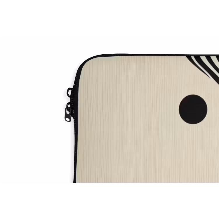 Beige - Lijnen - Golvend - Abstract laptophoes neopreen klein -detail