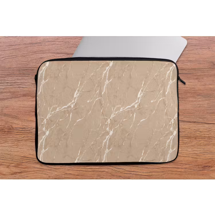 Beige - Marmer - Organisch - Wit laptophoes neopreen klein 279 -tafel