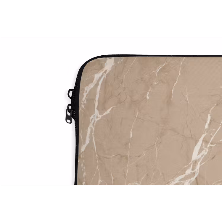 Beige - Marmer - Organisch - Wit laptophoes neopreen klein 279 -detail