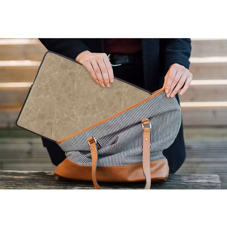 Beige - Marmer - Witte aders laptophoes neopreen klein 279 -tas