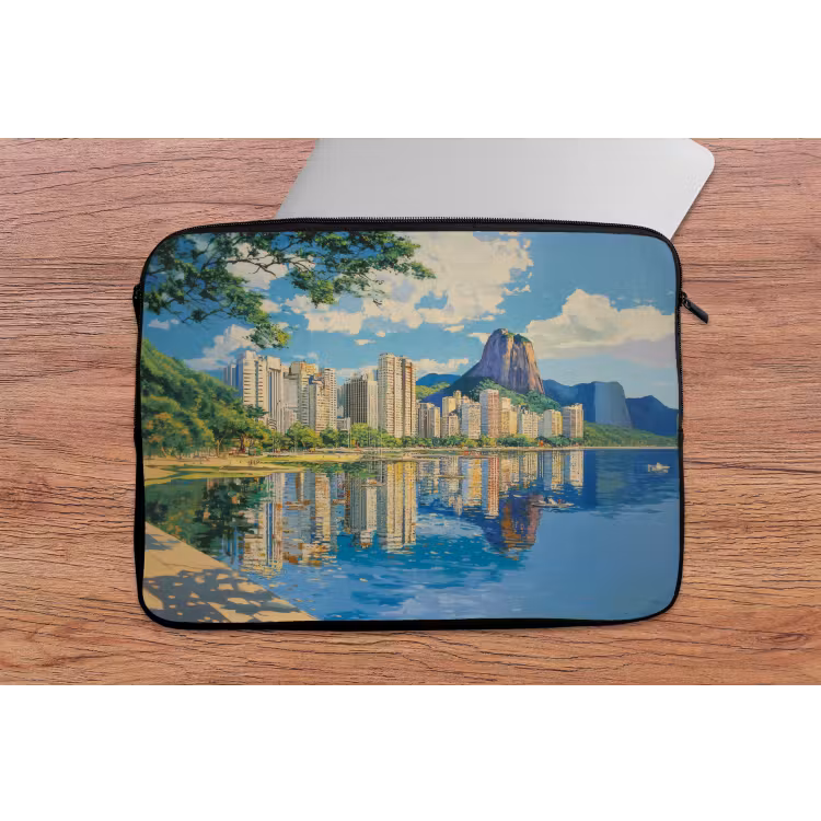 Berg - Skyline - Strand - Water laptophoes neopreen klein -tafel