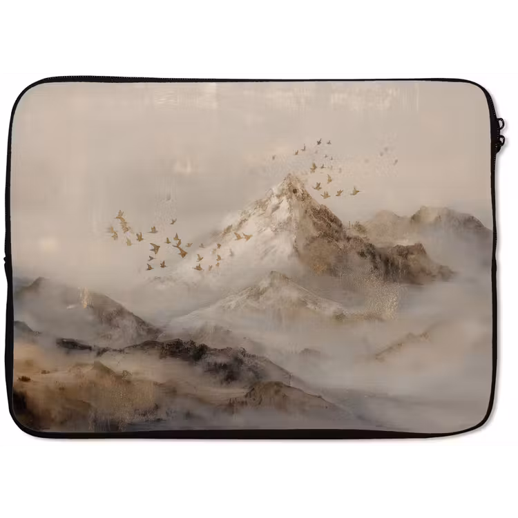 Berglandschap - Mist - Penseelstreken laptophoes neopreen klein -zkaufland3dotto