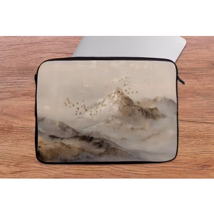 Berglandschap - Mist - Penseelstreken laptophoes neopreen klein -tafel