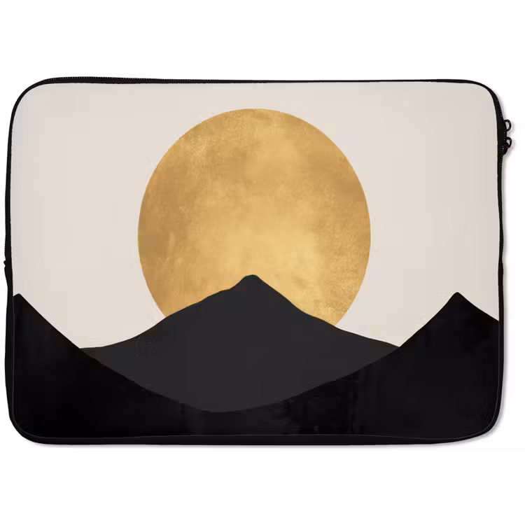 Bergsilhouetten - Gouden cirkel - Beige laptophoes neopreen klein -zkaufland3dotto