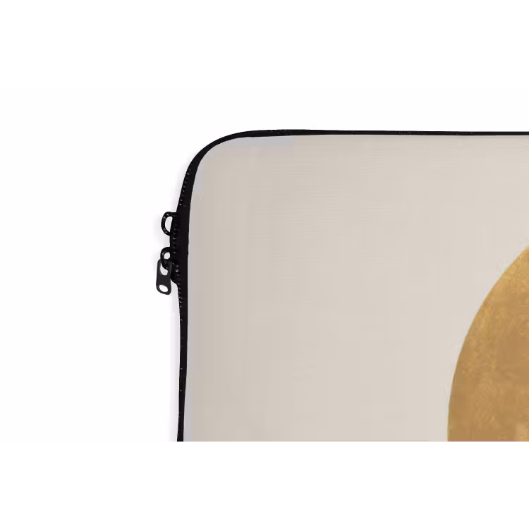 Bergsilhouetten - Gouden cirkel - Beige laptophoes neopreen klein -detail
