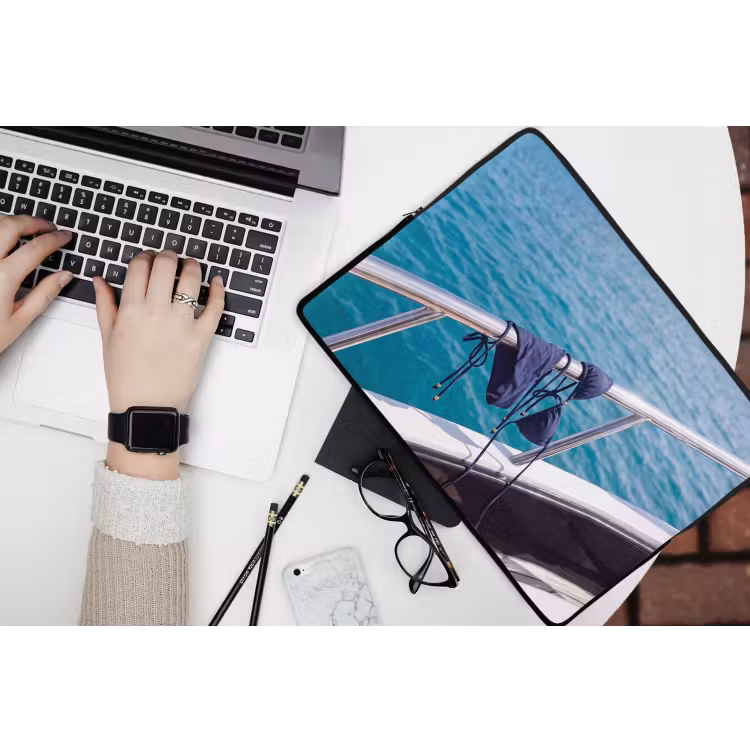 Bikini - Reling - Zee - Zomer - Blauw laptophoes neopreen klein -bureau