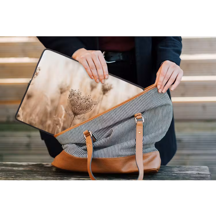 Schermbloem - Droogbloem - Winter - Beige - Minimalistisch laptophoes neopreen klein -tas