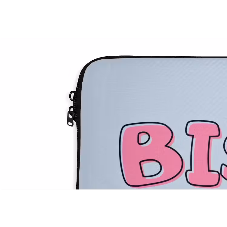 Bisou - Blauw - Roze - Lippen laptophoes neopreen klein -detail